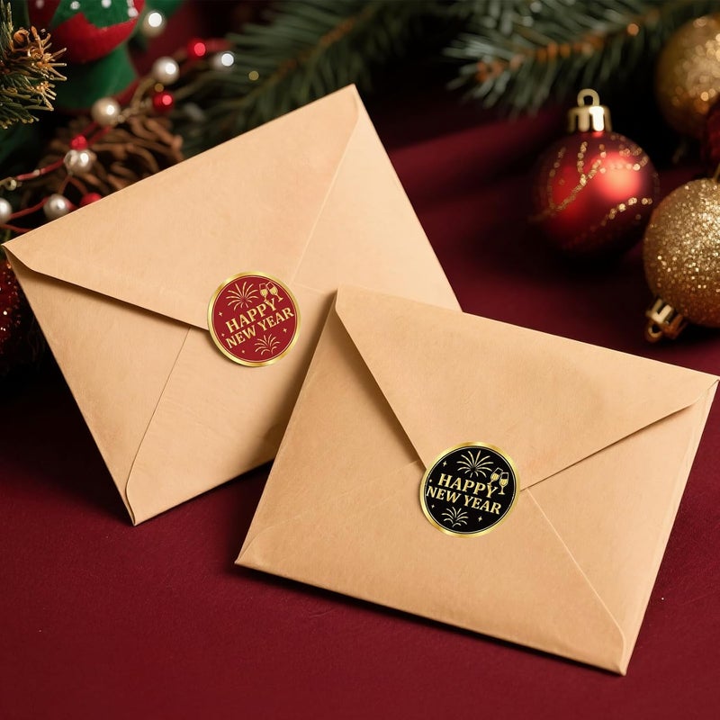 Alynta Happy New Year Stickers - 2 Inch 120Pcs Gold Foil Holiday Stickers Large Round New Year Gift Sticker Labels for Envelope Seals Cards - Image 5